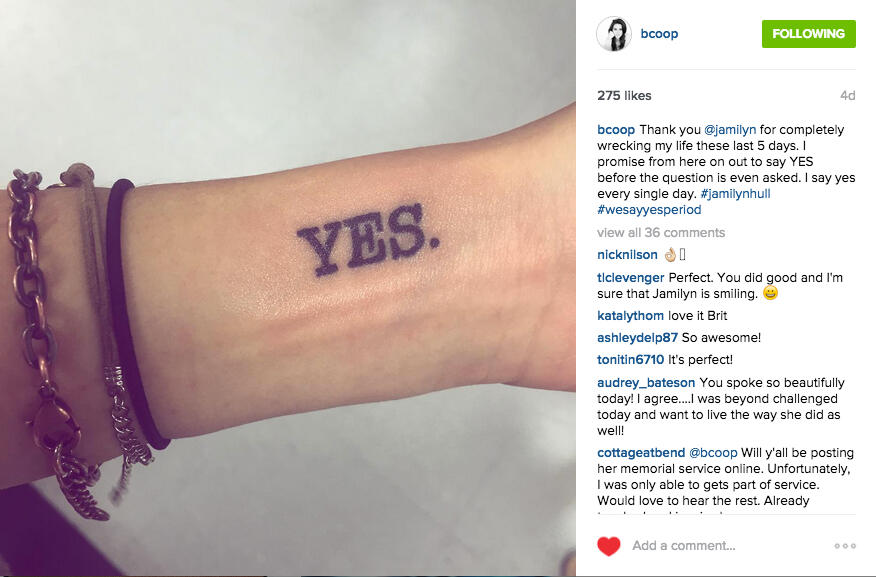 "Yes." Tattoo